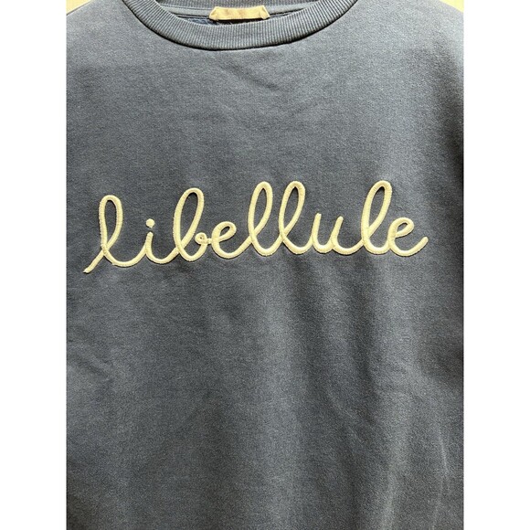 MNG Women’s Navy Blue Pullover Crewneck Sweater Libellule Graphic Medium - Picture 2 of 7